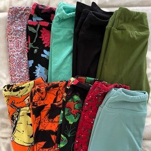 Lot of 10 s/m Lularoe kids leggings and one kids size 8 Lularoe shirt